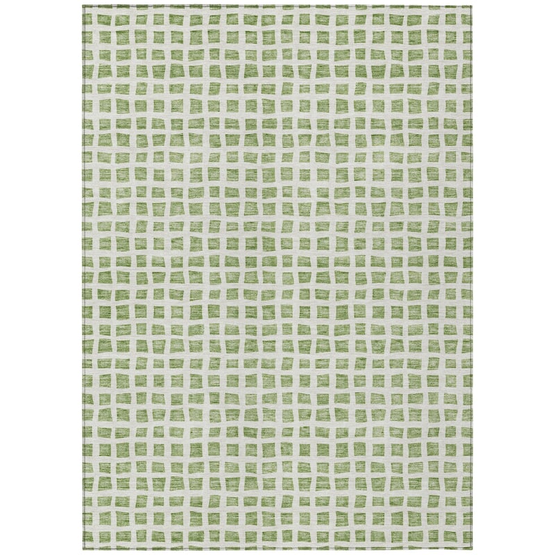 Machine Washable Indoor/ Outdoor Chantille Squares Rug