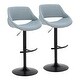 preview thumbnail 12 of 144, Silver Orchid Svellingen Adjustable Bar Stool with Rounded T Footrest - Set of 2 Blue Noise Fabric/Black Metal