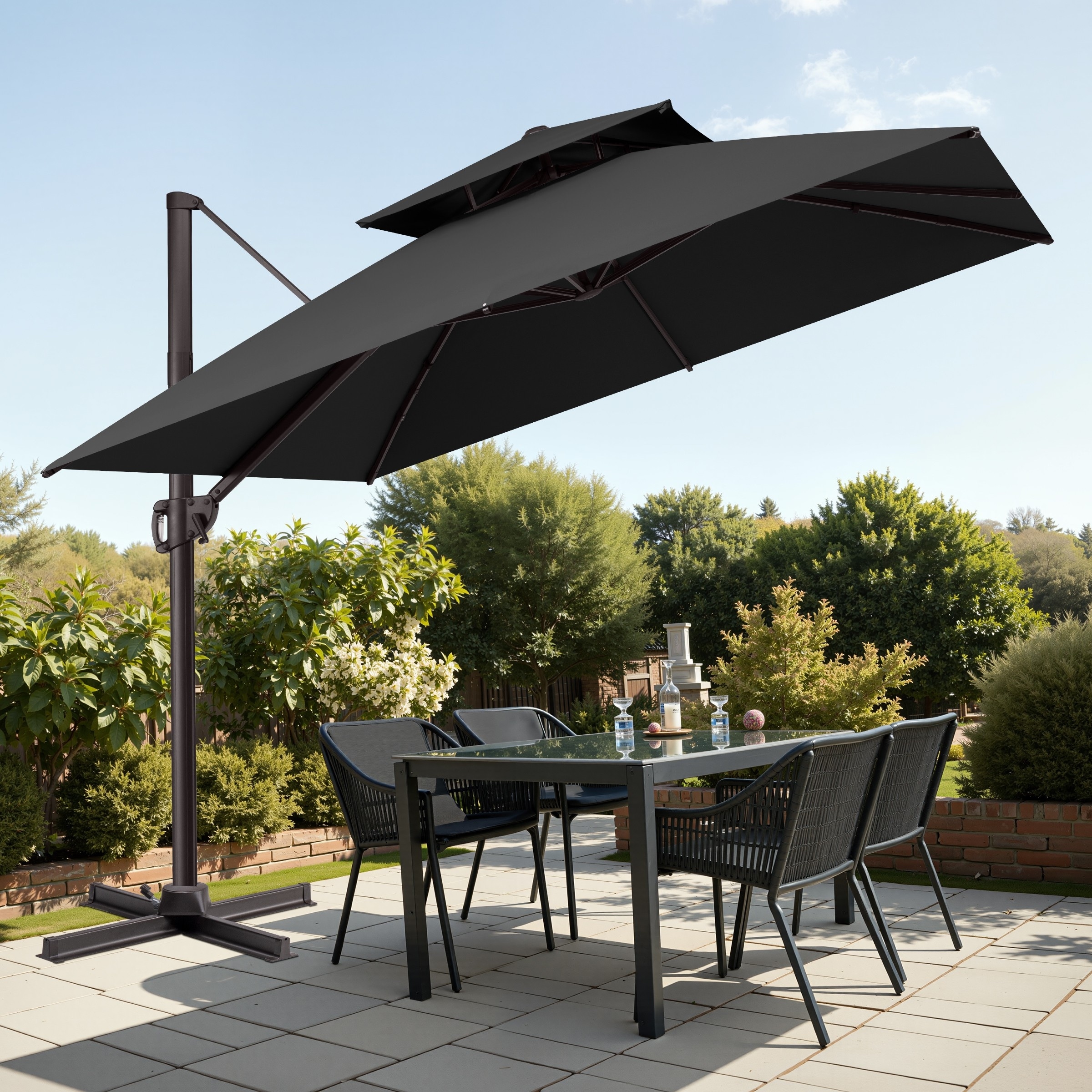Outdoor 10ft Double Top Aluminum Patio Cantilever Umbrella