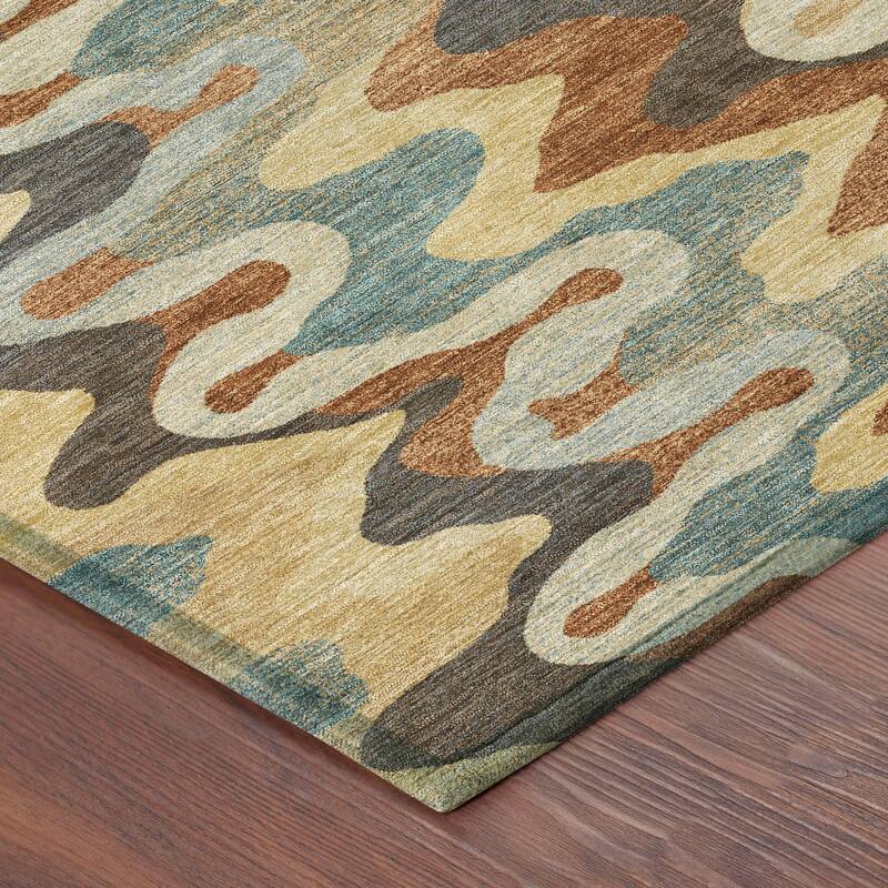 Machine Washable Indoor/ Outdoor Modern Mason Chantille Rug