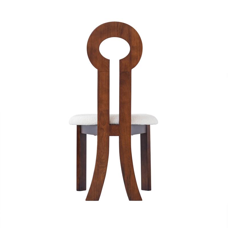 Modern Berber Fleece Upholstered Dining Chair Solid Wood Dining Chair ( Set of 2)