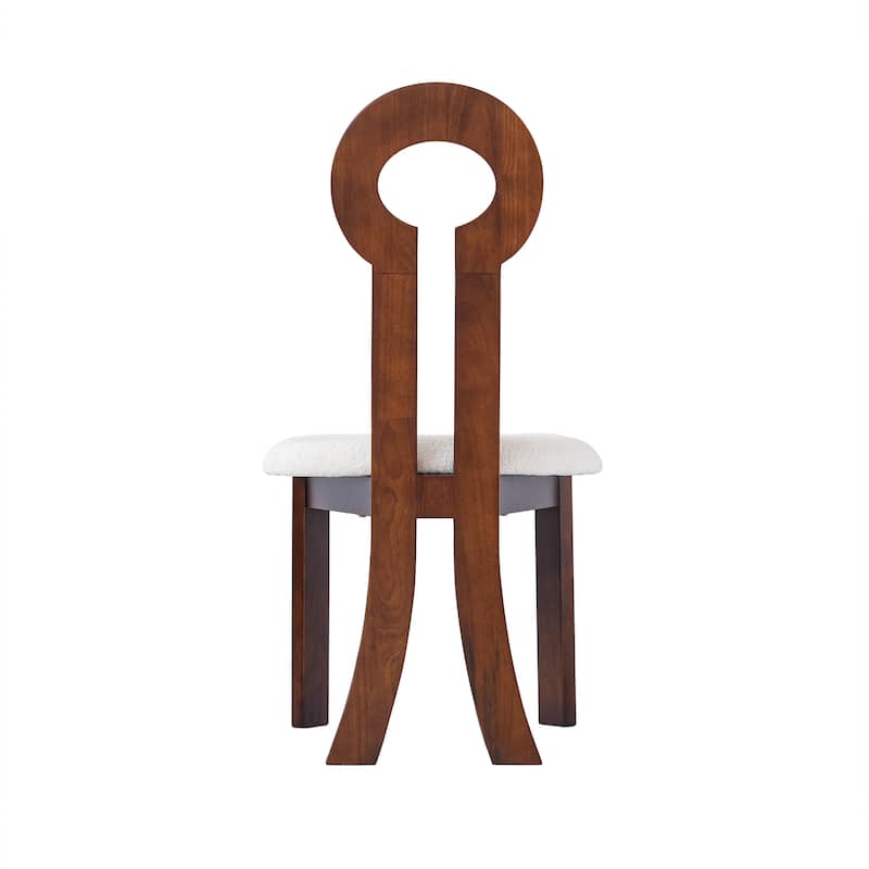 Vintage Rubber Solid Wood Dining Chair, Sheep Plush Dining Chair, Armless Dining Chair(Set Of 2)