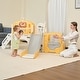preview thumbnail 3 of 28, 10 in 1 Toddler Slide, Baby Climber Slide Indoor Playground with Bus Theme Playhouse, Basketball Hoop, Telescope, Soccer