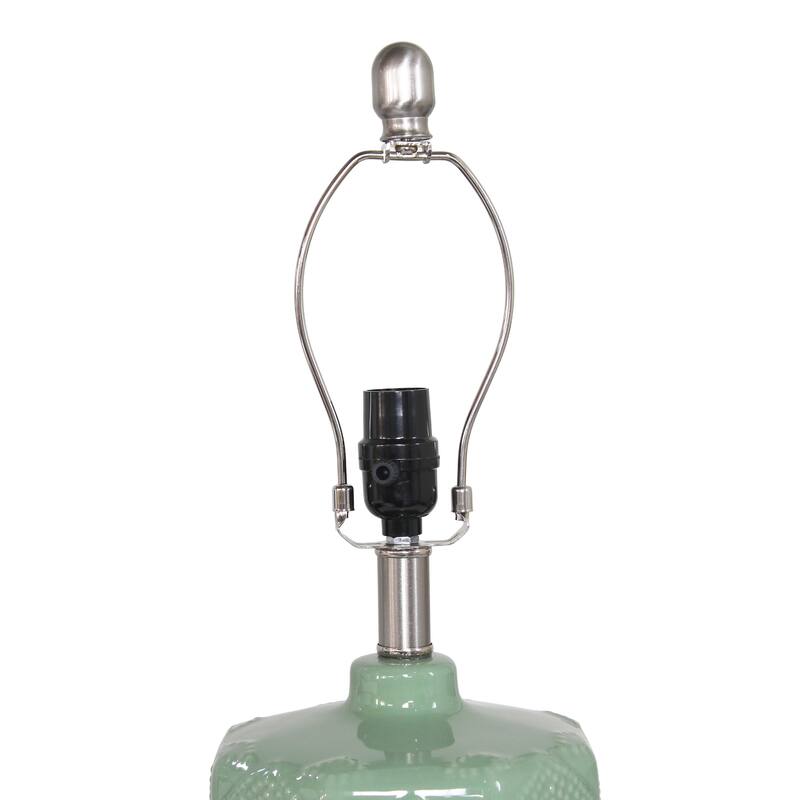 Floral Eyelet Ceramic Table Lamp with White Drum Shade - 19" - Sage Green