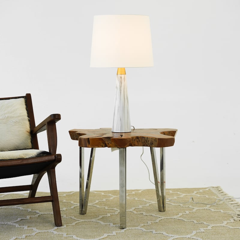 Topa Modern Faux Marble Table Lamp with Drum Shade