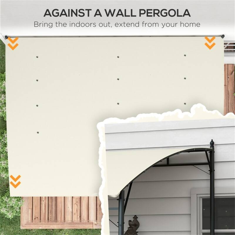 Premium Cream White Lean-To Pergola with Powder-Coated Steel Frame and UV-Resistant PA-Coated Polyester
