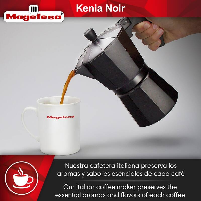 Magefesa Kenia Noir Aluminum Stovetop Espresso Maker