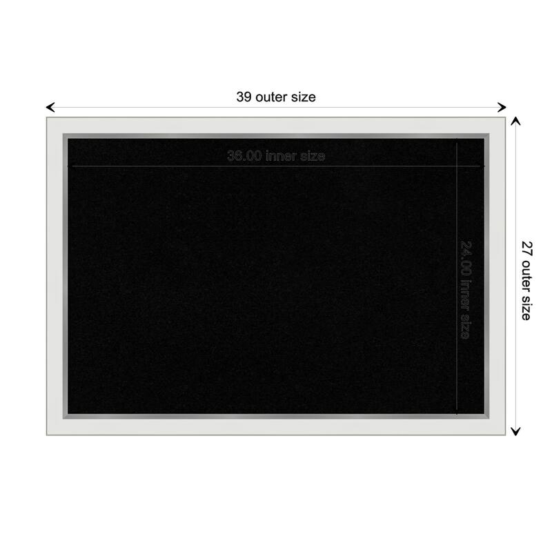Eva Narrow Framed Black Corkboard Bulletin Board - Eva White Silver Narrow - Board Size 36x24