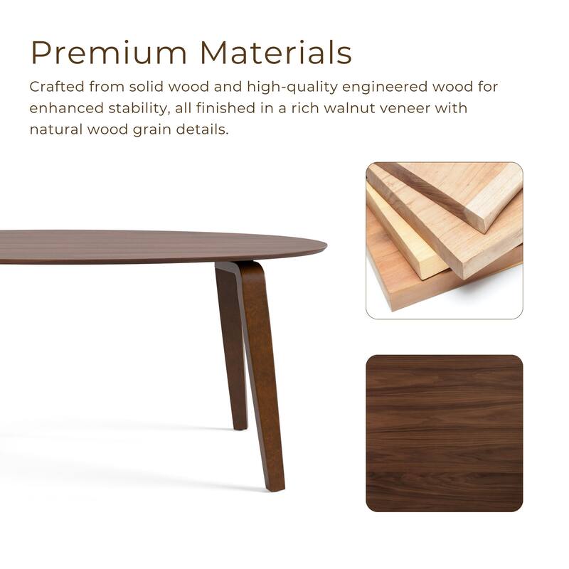 Furniture of America Beau I Mid-century Walnut 71-inch Wood Oval Dining Table