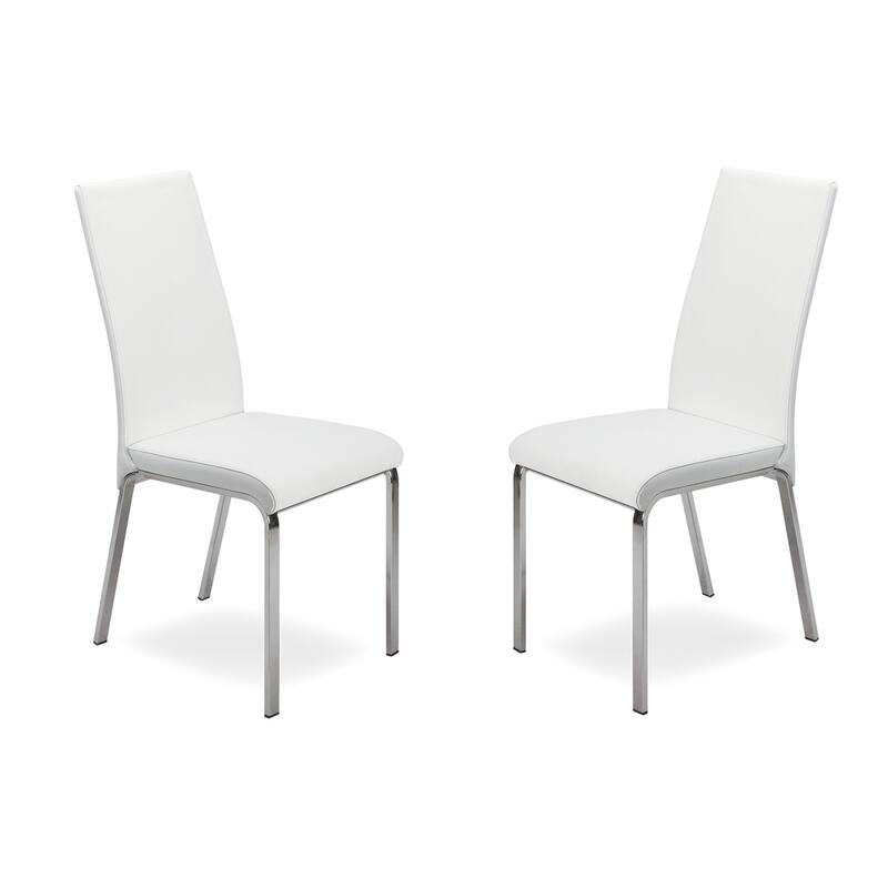 Casabianca Home Loto Set of 2 Dining Chair in Taupe Top Grain Leather - White