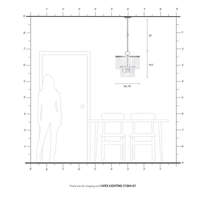 Livex Lighting 4-light Antique Brass Pendant Chandelier, 51064-01 - 18"DIA 19.5"H