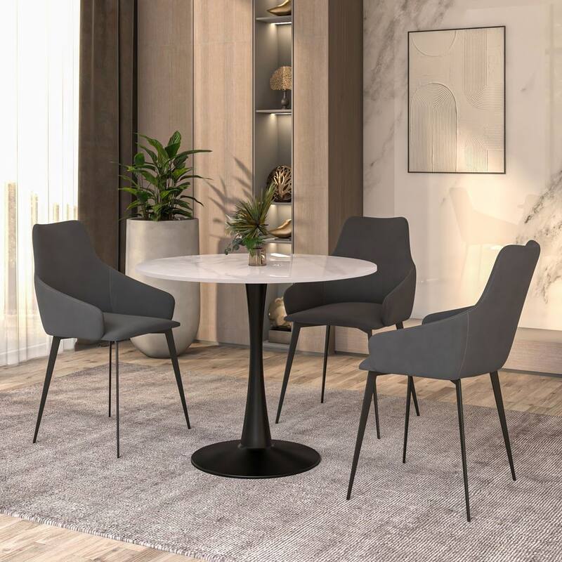 LeisureMod Round Dining Table 31" Sintered Stone Tabletop