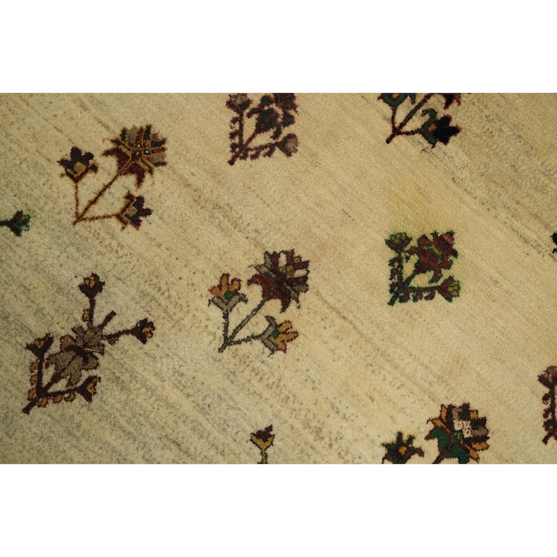 Hand Knotted Oriental 100% Wool Carpet Tribal All-Over Beige & Ivories Gabbeh Area Rug - 6' 4'' X 4' 2''