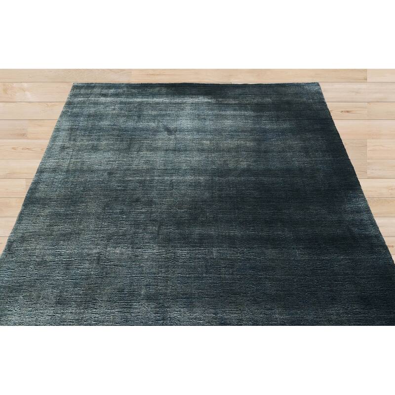 Hand Knotted Textured Blue,Gray Tibetan Wool Modern Oriental Area Rug - 6' 6'' x 9' 7''