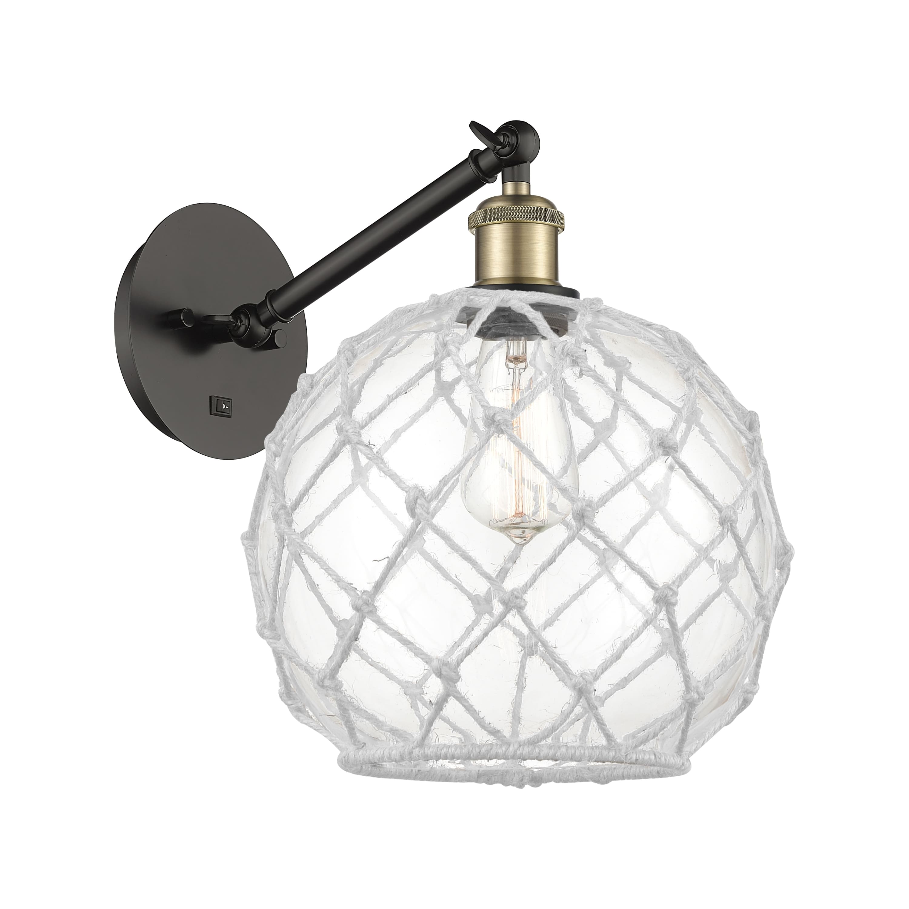 Option Clear Glass with White Rope / Black Antique Brass