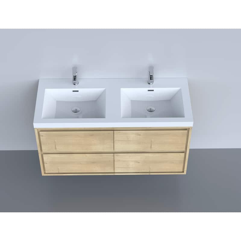 Sage 60" wall mounted bathroom vanity with double basin acrylic top