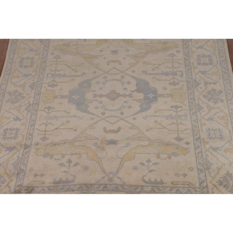 Earth Tone Oushak Area Rug Hand-Knotted Wool Carpet - 8'0" x 9'10"