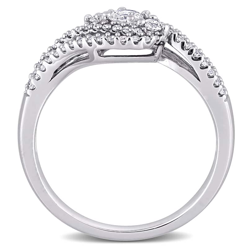 Miadora 1/2ct TDW Diamond 3-stone Bypass Engagement Ring 10k White Gold
