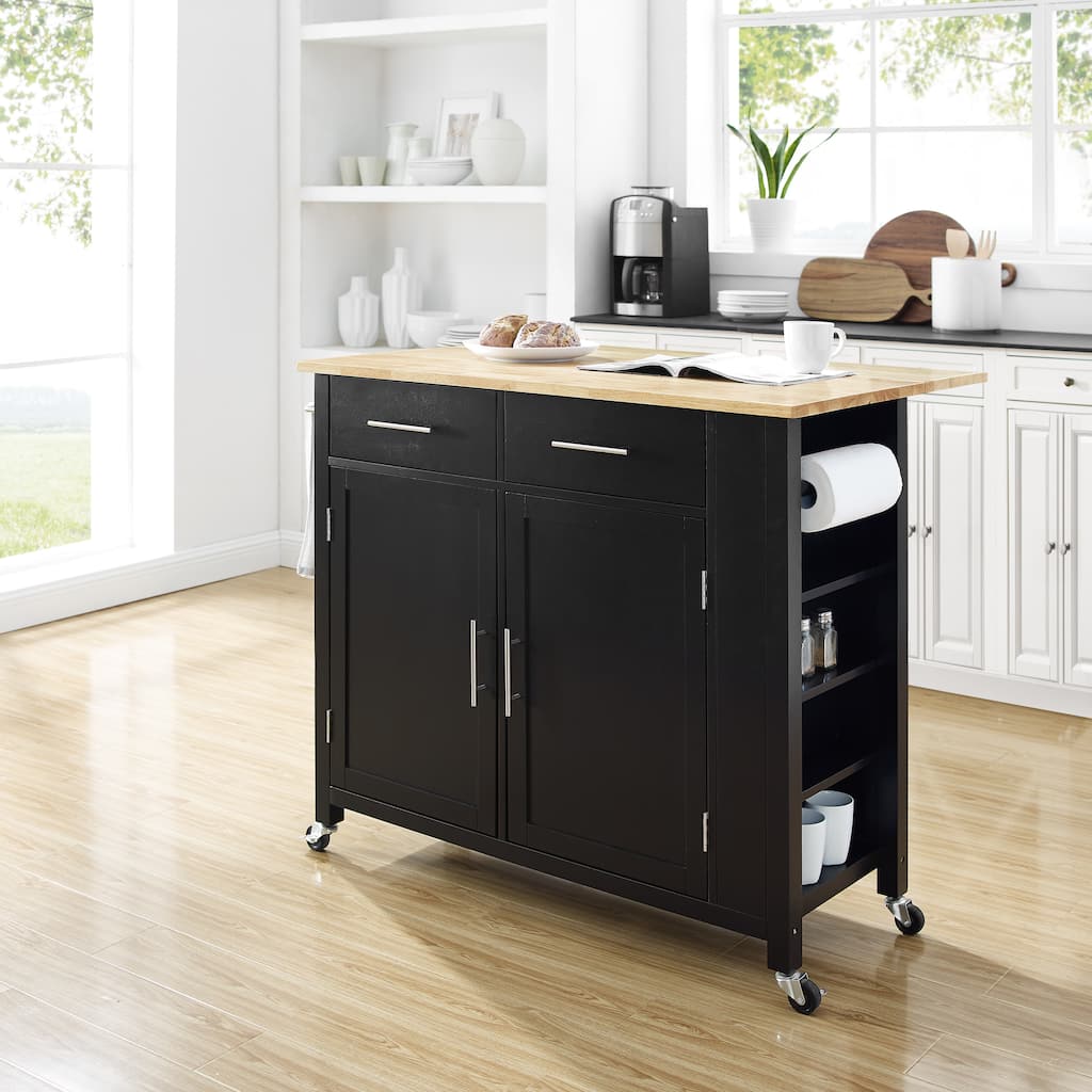 Crosley Savannah Wood Top Drop Leaf Kitchen Island/Cart - 30"d x 42"w x 37"h