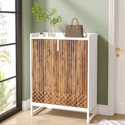 5-Tier Shoe Cabinet with Doors, Wood Shoe Organizer for Entryway