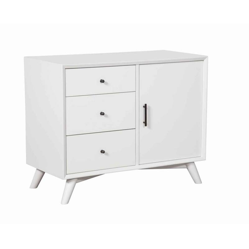 Wooden Accent Cabinet with 3 Drawers and 1 Door, White