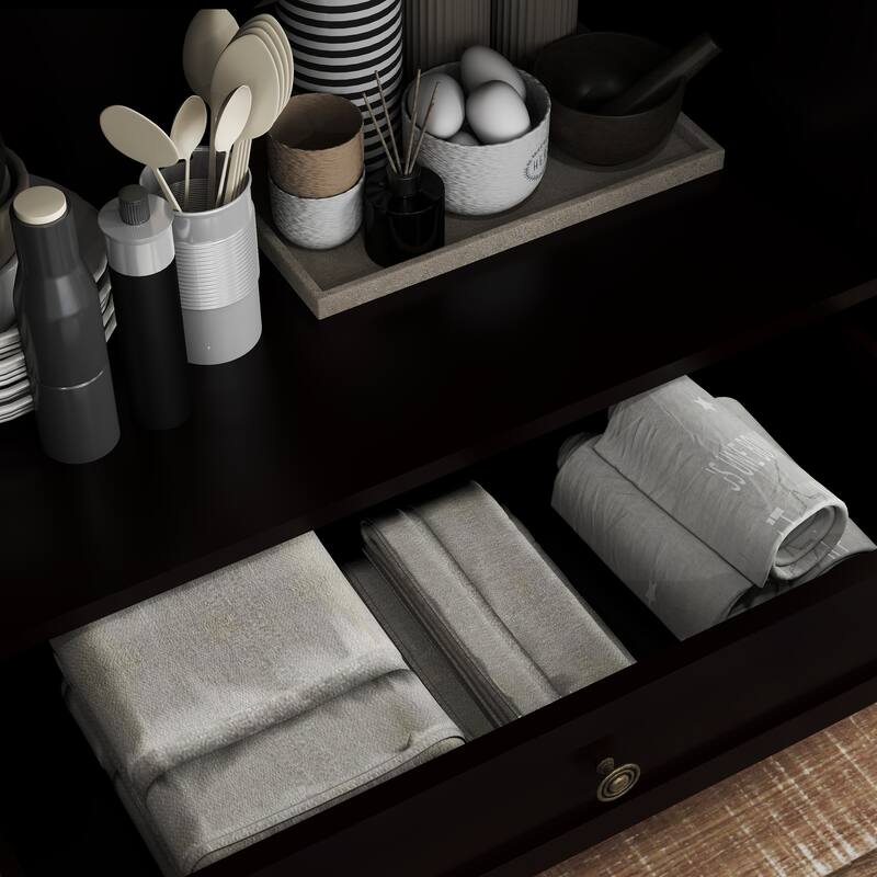 Homy Casa Minimalist Buffet Cabinet with Glass Doors & Drawer, Storage Sideboard, Kitchen Living & Dining Room Hallway Entryway