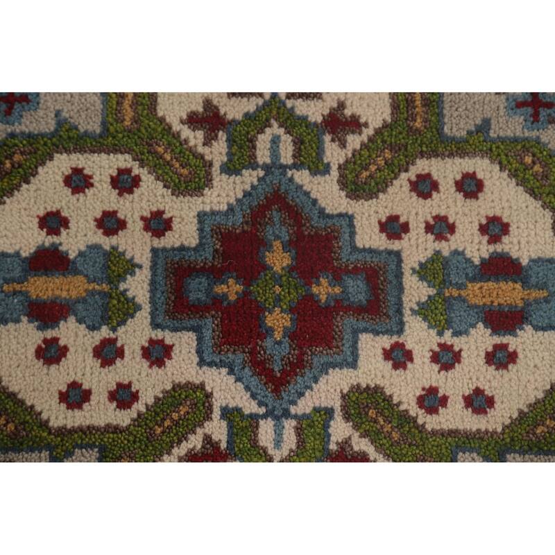 Gray Geometric Kazak Oriental Accent Rug Handmade Wool Carpet - 2'7"x 5'11"