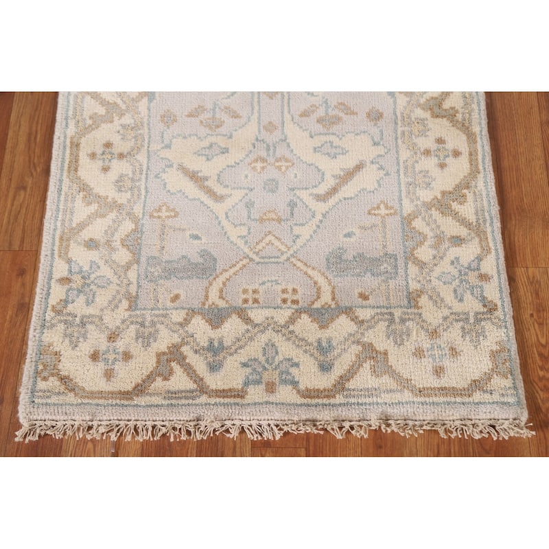 Transitional Oushak Oriental Runner Rug Handmade Wool Carpet - 2'7"x 8'3"