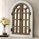 preview thumbnail 14 of 22, Vintage Wood Windowpane Arched Wall Mirror 24x36 - White-washed and Rustic Brown