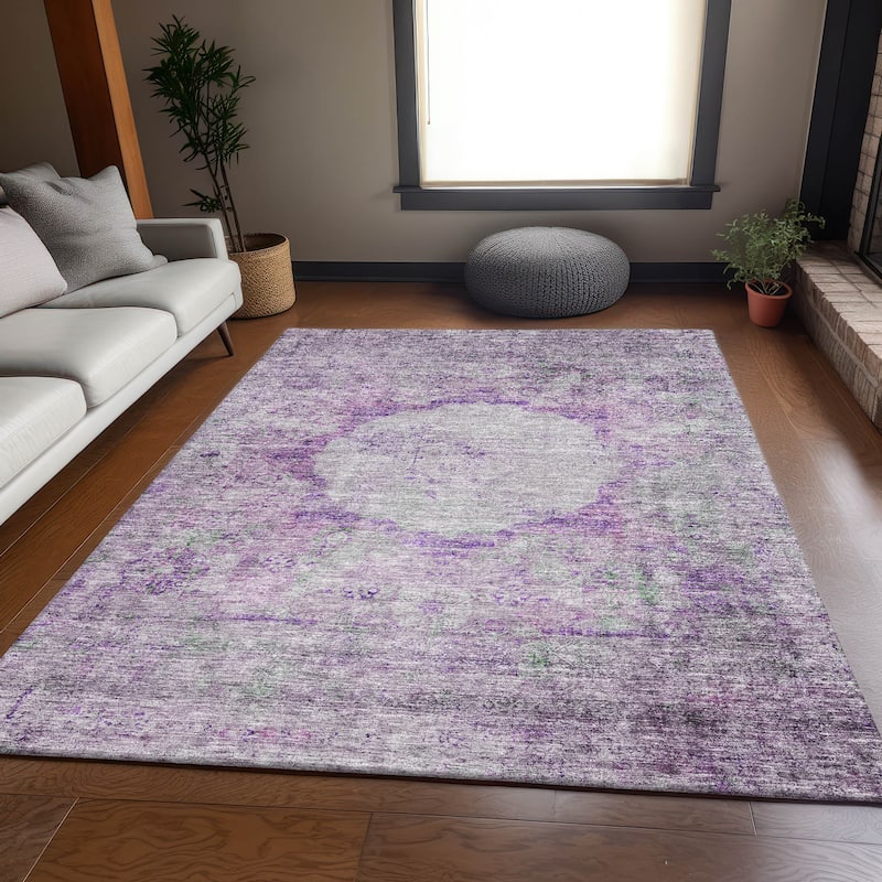 Premium Washable Super Soft Distressed Traditional Mayfield Rug - Purple - 2' 6" x 3' 10" - Rectangle