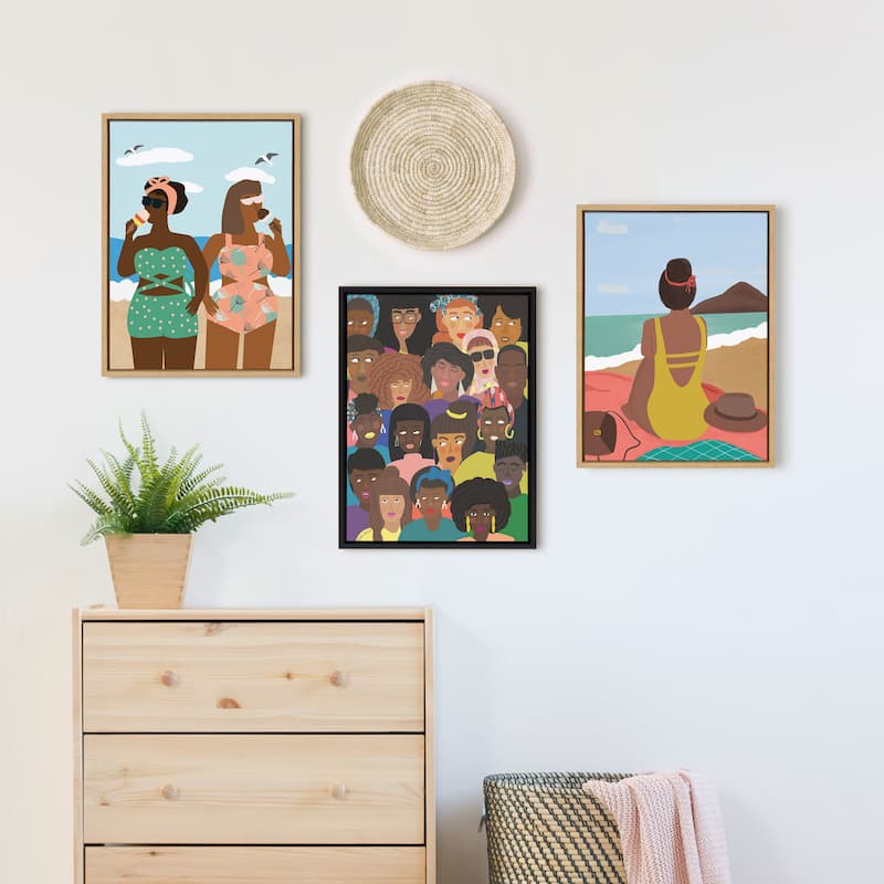 Kate and Laurel Sylvie Ice cream Framed Canvas by Queenbe Monyei