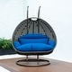 preview thumbnail 16 of 128, LeisureMod Modern 2-Person Egg Hanging Swing Chair with Beige Wicker, Oxford Fabric Cover, Patio Hammock Lounger and Cushions