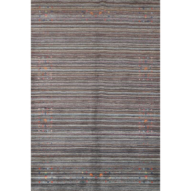 Hand Knotted Oriental 100% Wool Carpet Tribal Stripe Multi-Colored Gabbeh Area Rug - 7' 10'' X 5' 6''
