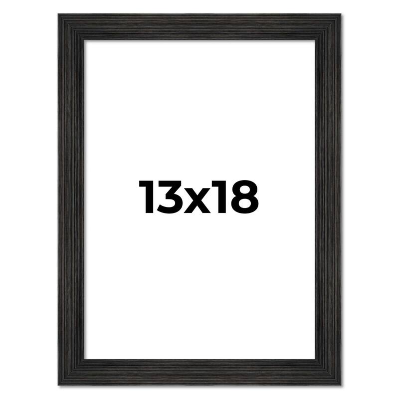 13x18 Black Rustic Wide Barnwood Picture Frame - UV Acrylic, Foam Board Backing, Hanging Hardware - Holds 13x18 Photo