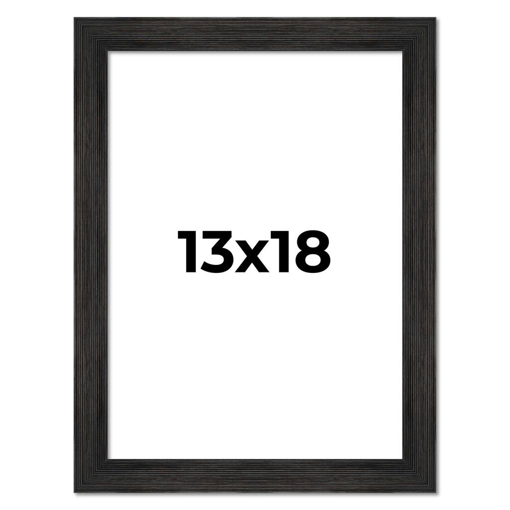 13x18 Black Rustic Wide Barnwood Picture Frame - UV Acrylic, Foam Board Backing, Hanging Hardware
