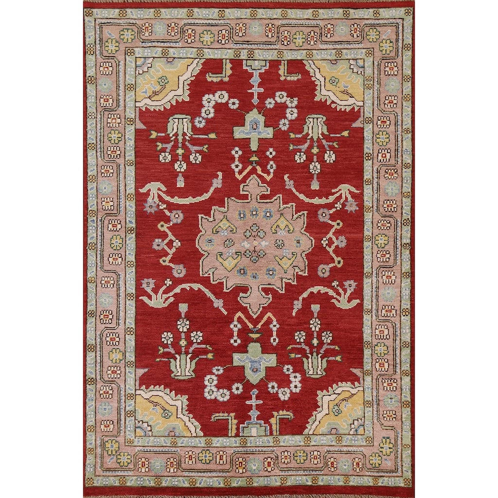 Oushak Turkish Area Rug Hand-knotted Wool Carpet - 4'6"x 6'1"