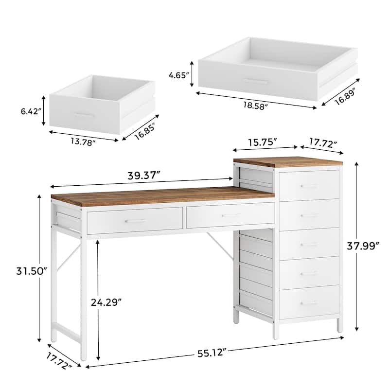 Modern Makeup Vanity Desk Dressing Table with Reversible Drawers (Without Mirror)