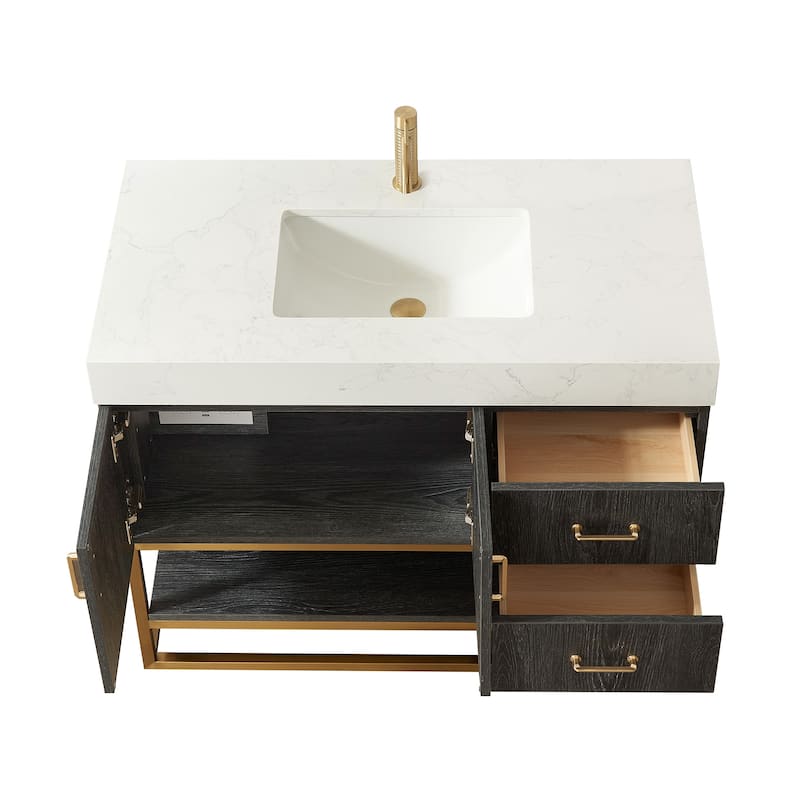 Alistair Bath Vanity with Grain White Stone Top without Mirror