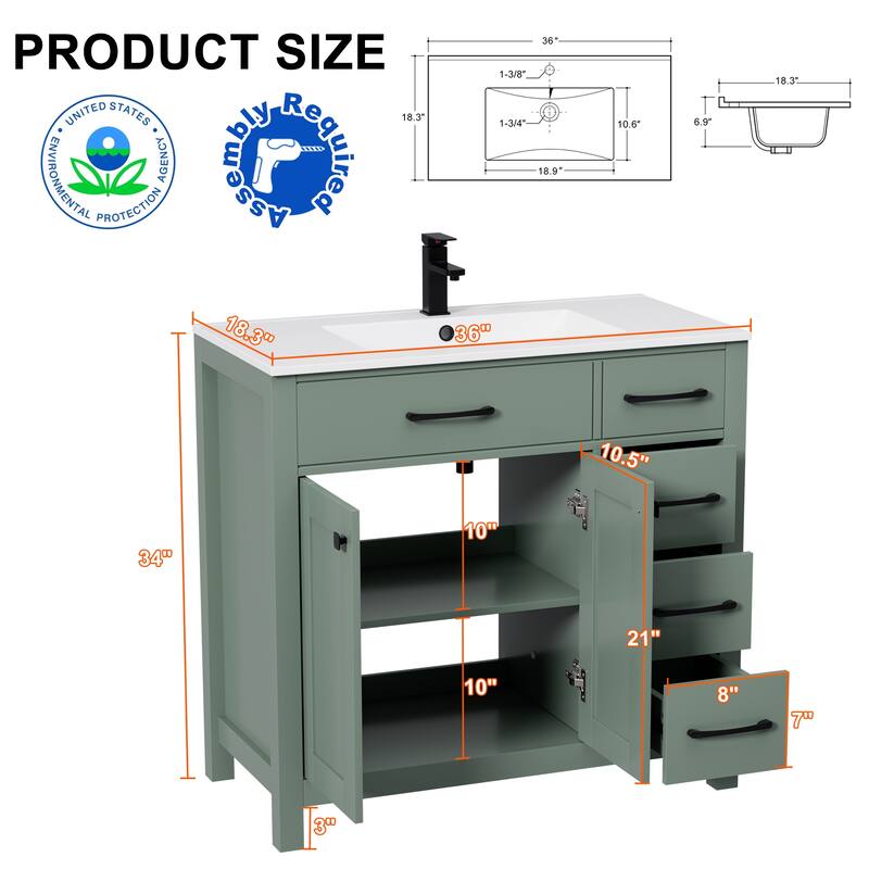 Modern Bathroom Vanity with Sink & Faucet Storage Cabinet Set