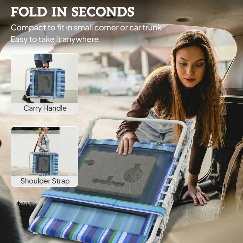 Outsunny Tanning Chair Set of 2 with Face Hole, Side Table, 5-Position Reclining Folding Chaise Lounge Chair