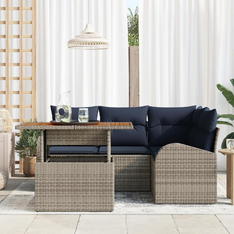 vidaXL 5 Piece Garden Sofa Set with Cushions - 70.5×48.8×27.2