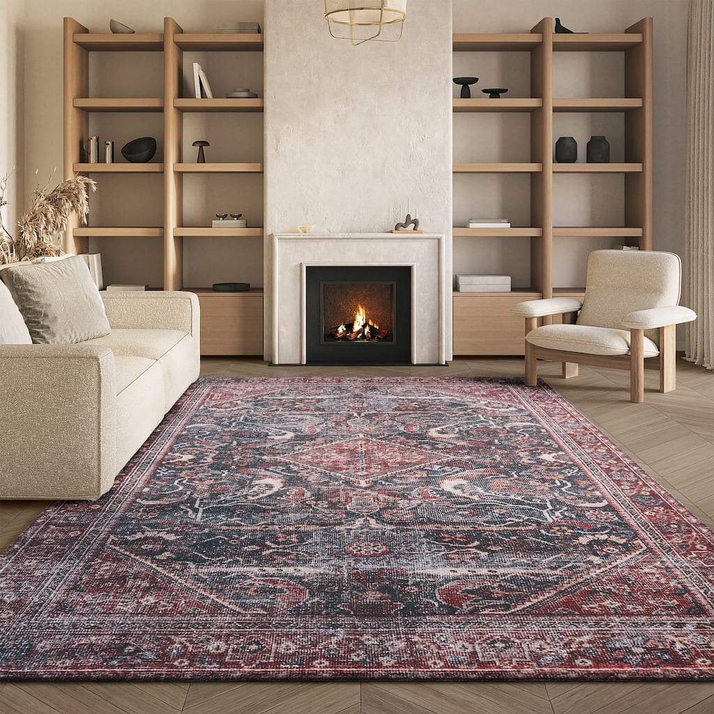 SAFAVIEH Tucson Machine Washable Slip Resistant Antja Oriental Rug
