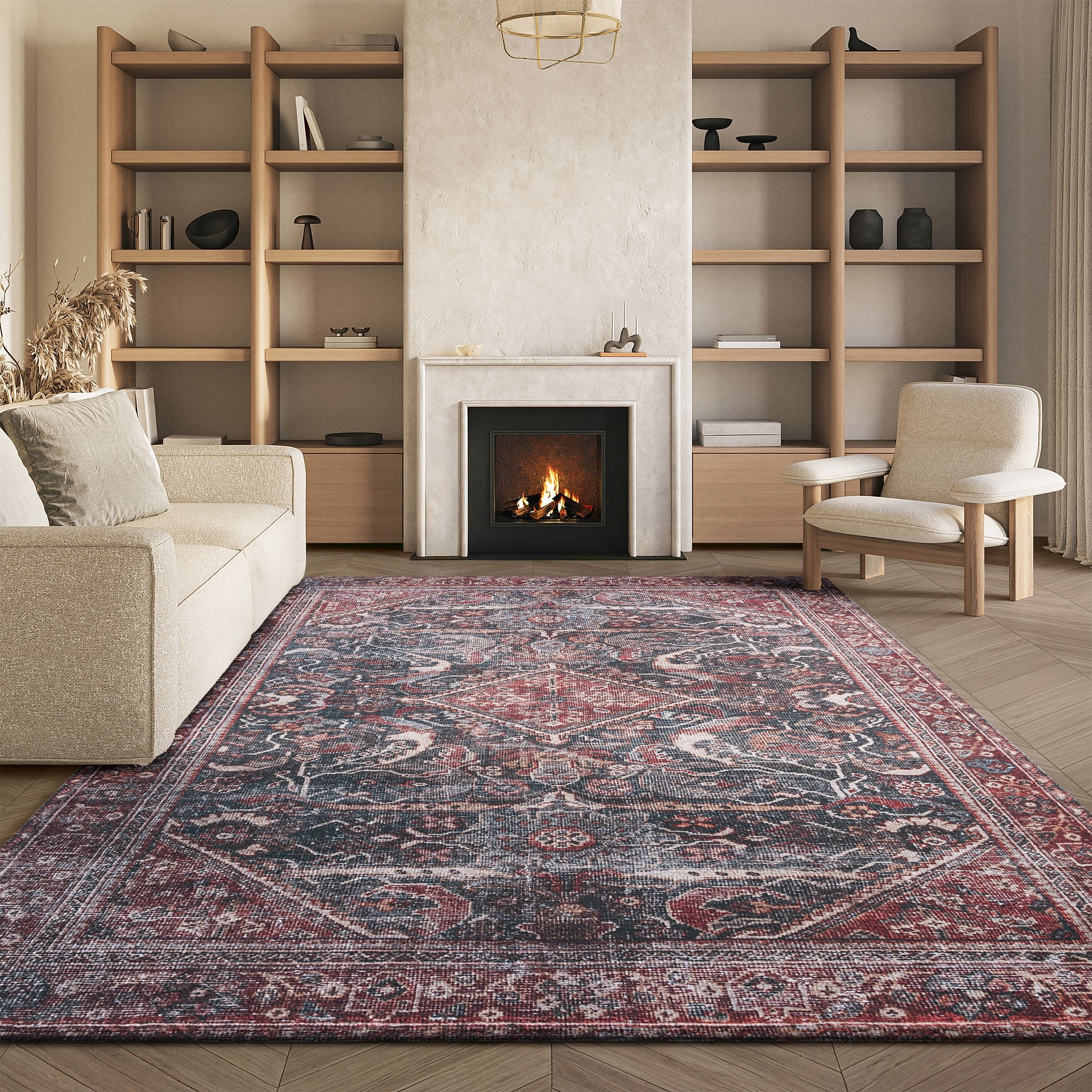 SAFAVIEH Tucson Machine Washable Slip Resistant Antja Oriental Rug