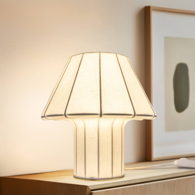 Brightech Celeste 12.6 in Matte White Mid-Century 9W 800Lm 3000K Dimmable LED Modern Unique Table Lamp With Resin Empire Shade
