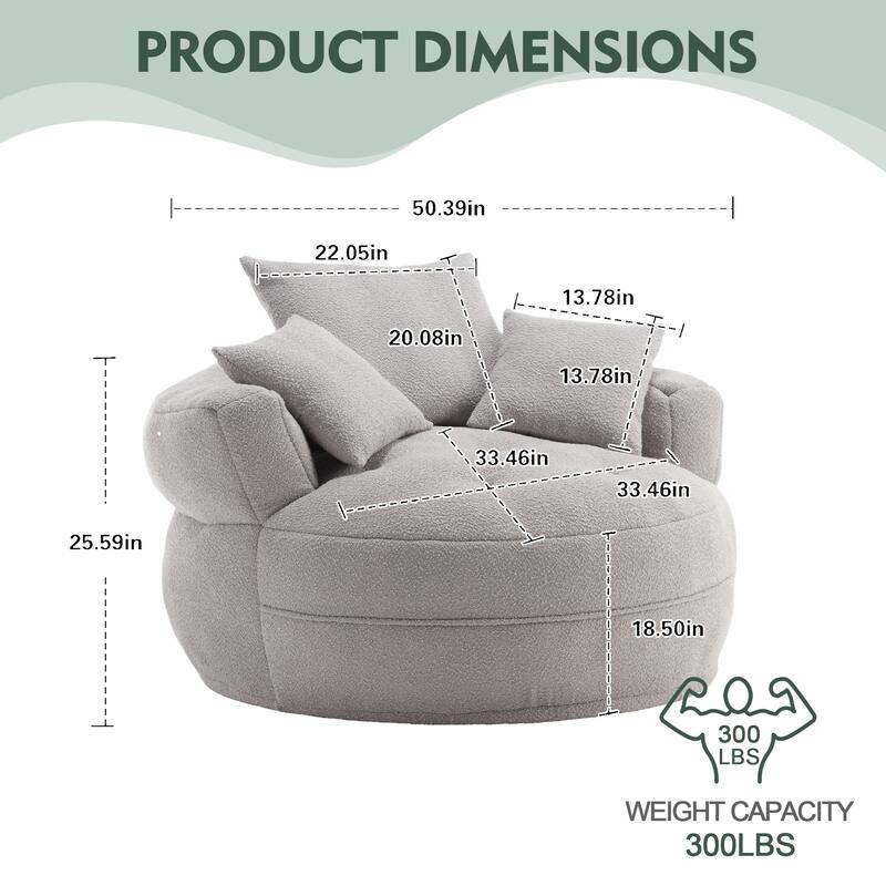 Circular wide living room fabric sofa, balcony swivel sofa chair