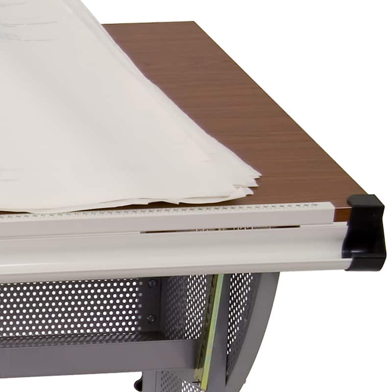 Adjustable Drawing and Drafting Table with Pewter Frame and Lower Supply Tray - 45.25"W x 28.25"D x 34.25" - 47.75"H