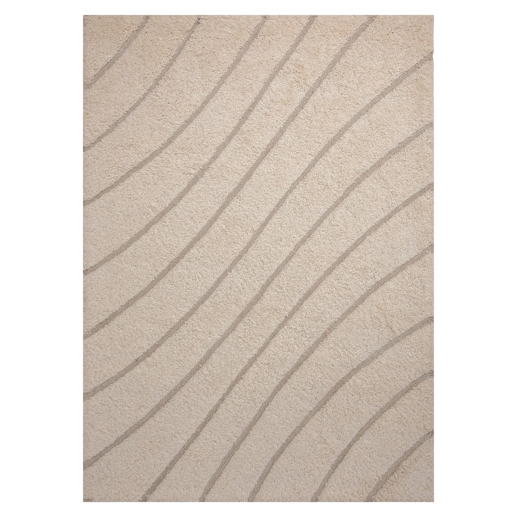 Alora Decor Oasis Beige Contemporary Hand-Tufted Wool Rug