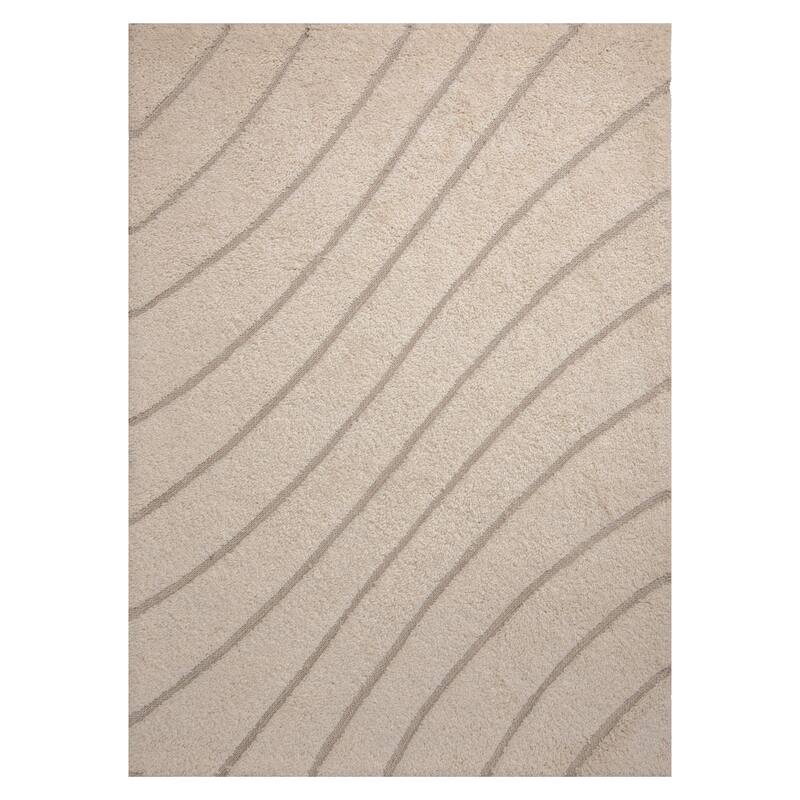 Alora Decor Oasis Beige Contemporary Hand-Tufted Wool Rug