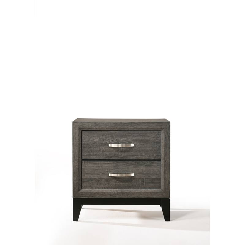 Weathered Gray Finish Nightstand with 2 Spacious Drawers and Metal Glides