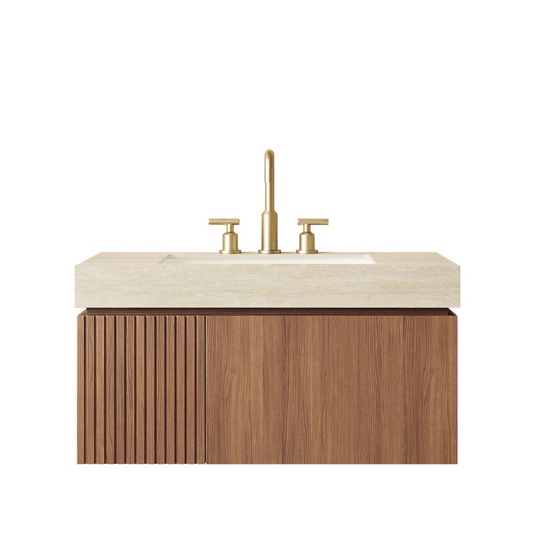 Floating Bathroom Vanity with Undermount Ceramic Basin with 3 Pre-drilled Faucet Holes